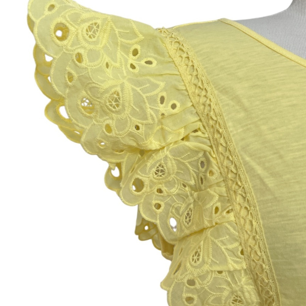 NWT - LC Lauren Conrad Sunny Yellow Eyelet Sleeve Top - Picture 3 of 6